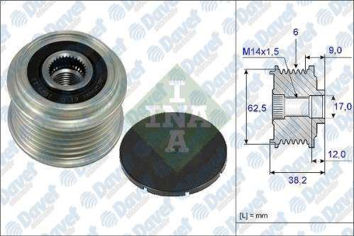 INA 535021910 Alternator Kasnagi Auris Corolla 04-> Sonato Vi  1.4d4d